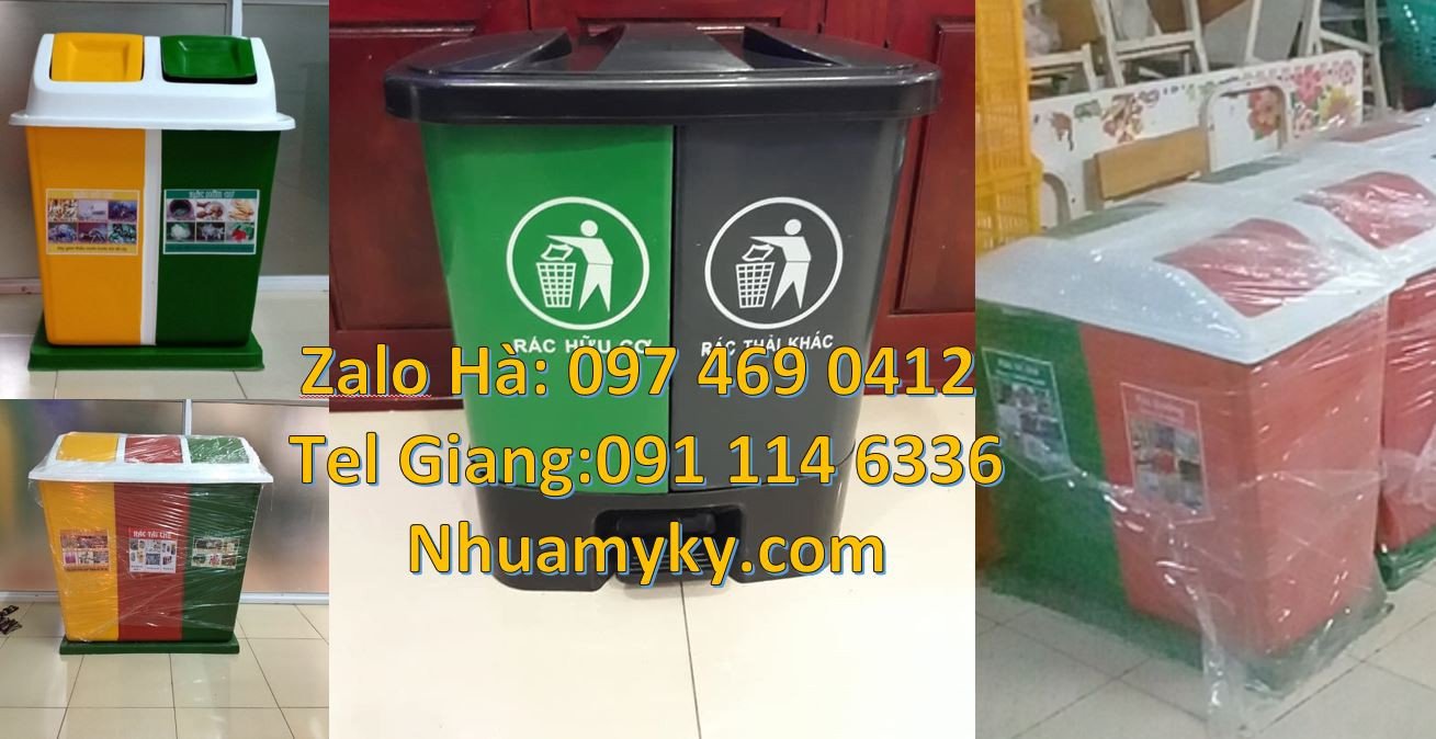 Bán thùng rác 2 ngăn 2 màu,thùng phân loại rác y tế 3 ngăn 3 màu giá r