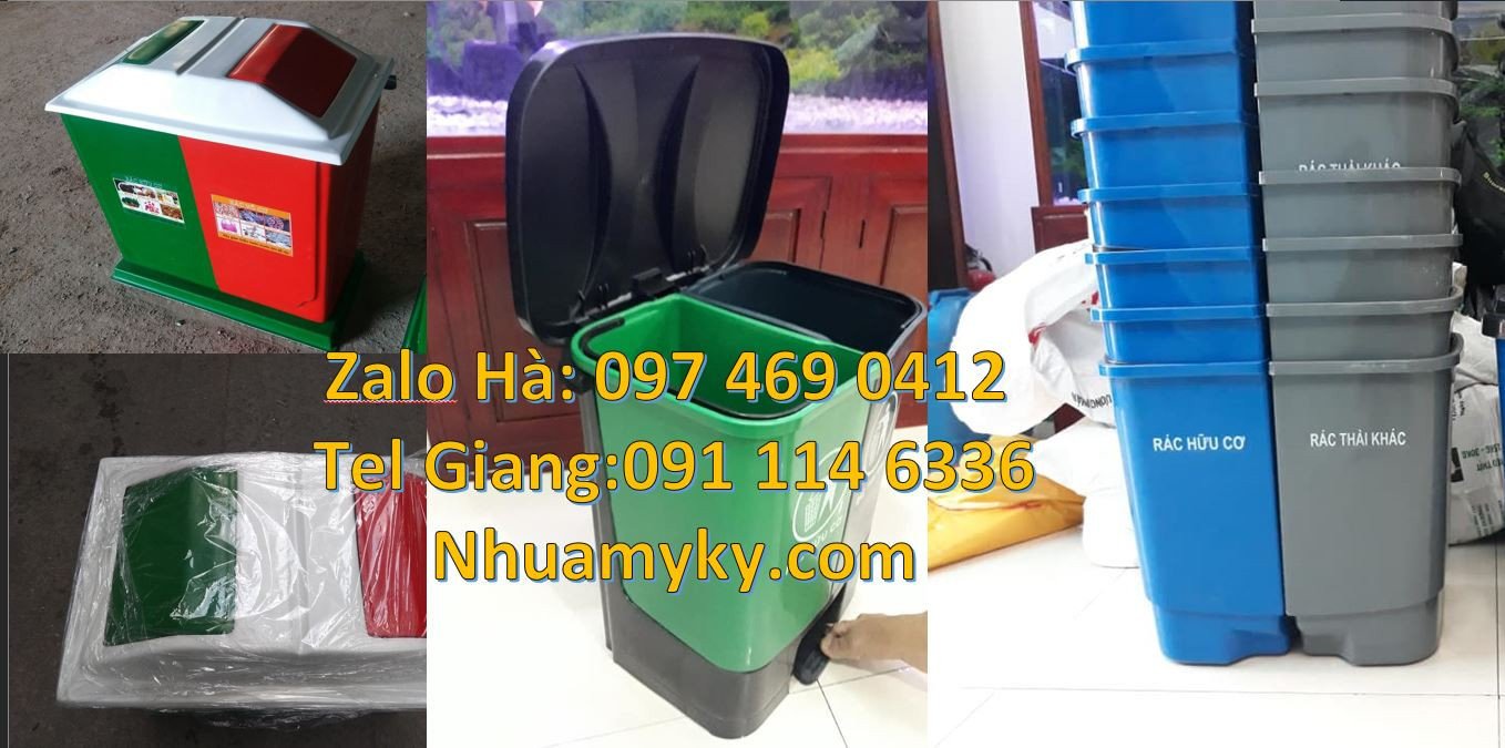 Bán thùng rác 2 ngăn 2 màu,thùng phân loại rác y tế 3 ngăn 3 màu giá r