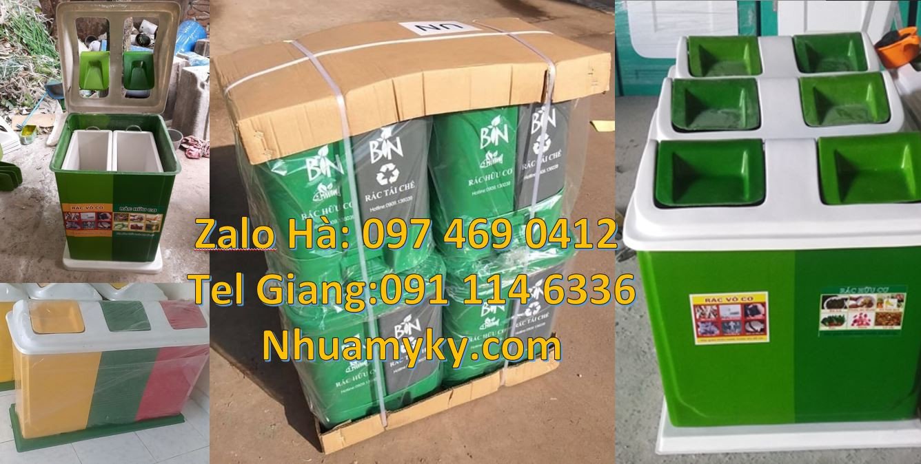 Bán thùng rác 2 ngăn 2 màu,thùng phân loại rác y tế 3 ngăn 3 màu giá r