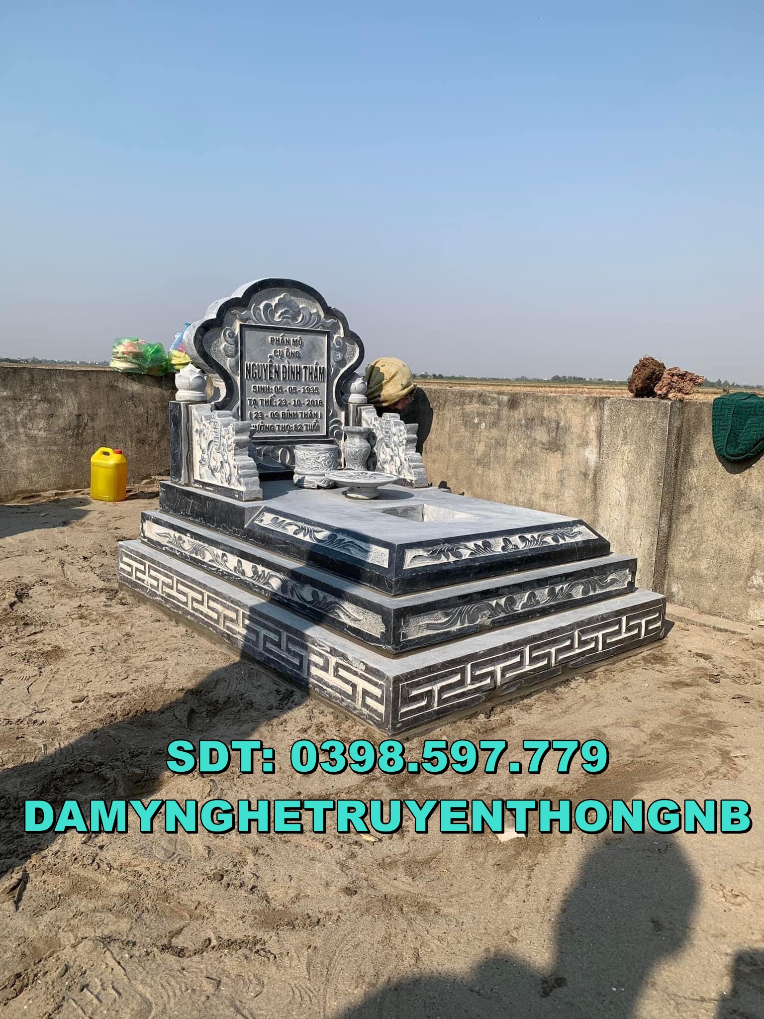 mộ đá tam cấp đá tự nhiên tại đông anh hà nội