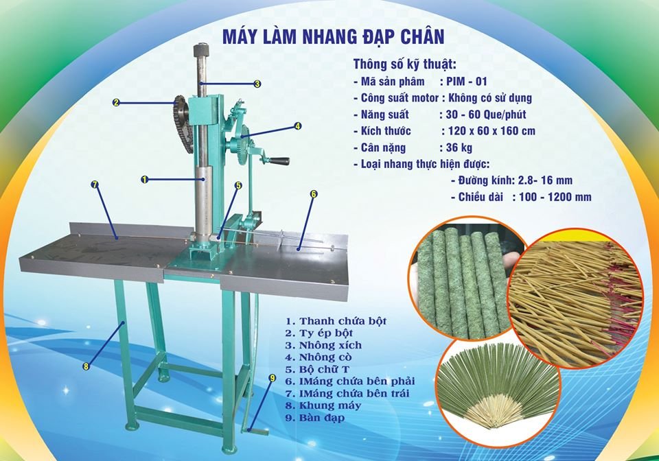 Máy làm nhang cây bằng đạp chân của Hải Lan