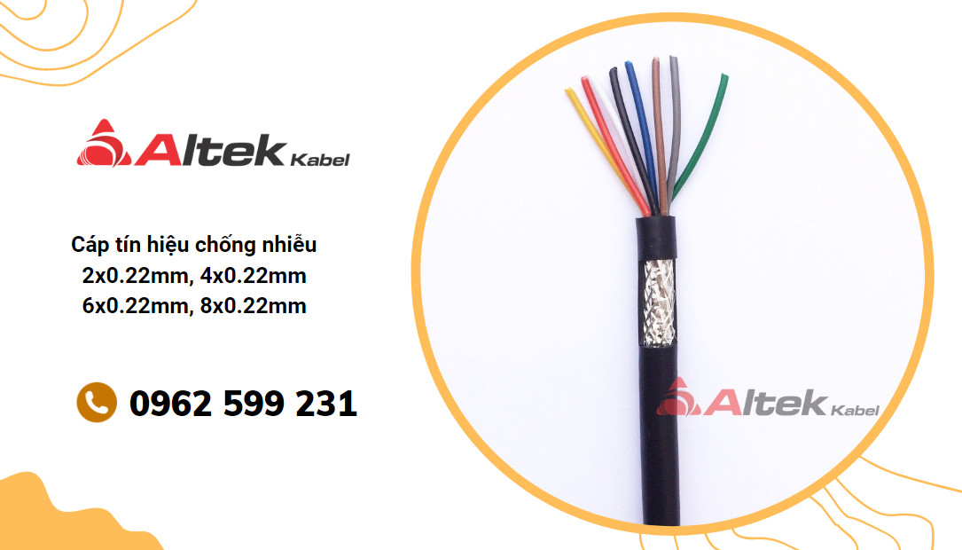 Cáp tín hiệu Altek kabel, cáp chống nhiễu 4x.022, 6x0.22, 8x0.22 mm2