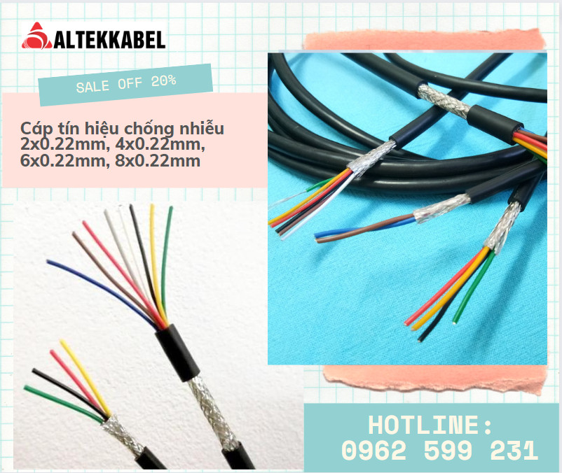Cáp tín hiệu Altek kabel, cáp chống nhiễu 4x.022, 6x0.22, 8x0.22 mm2