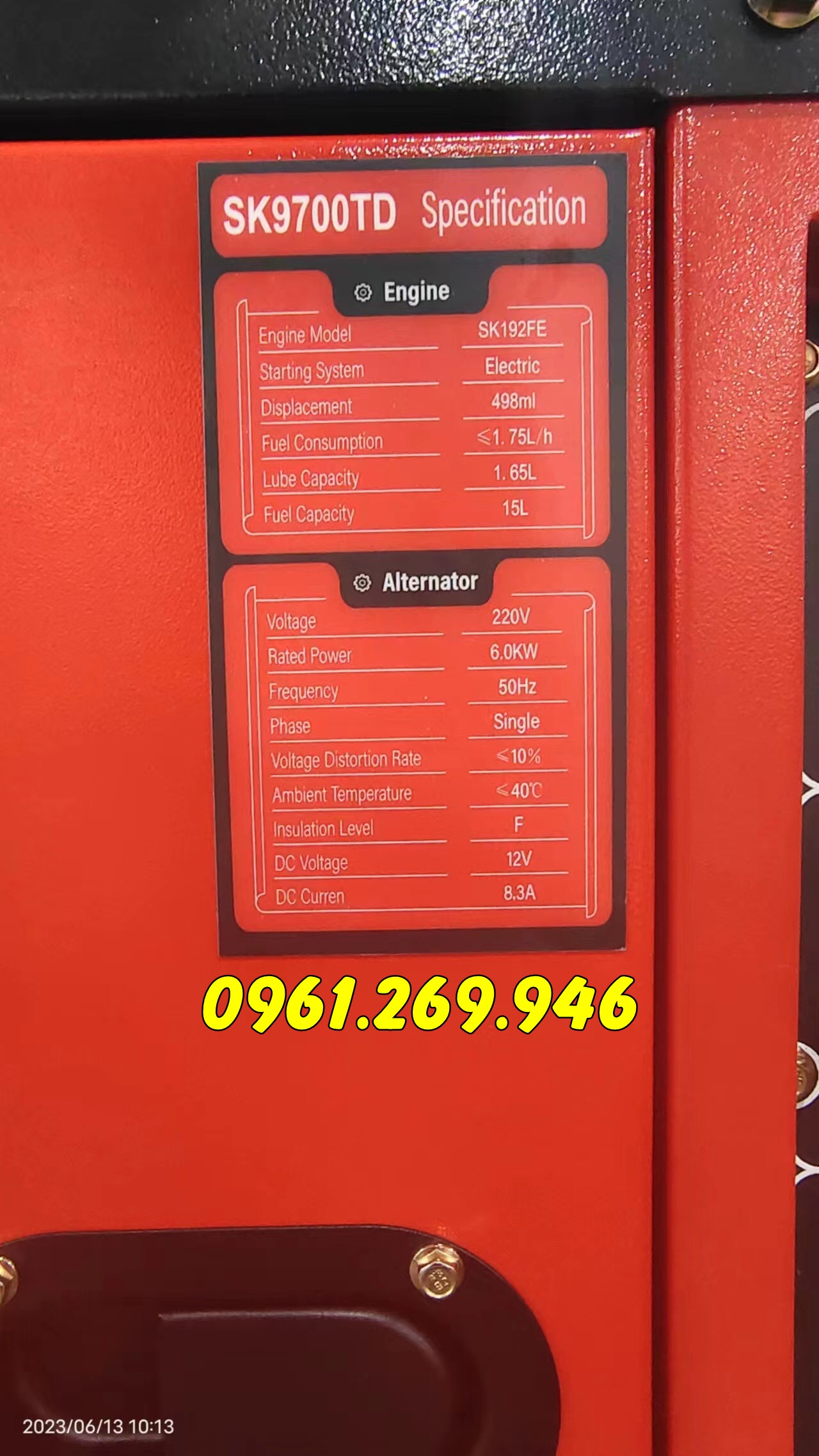 Máy phát điện 6kw chạy dầu Sumokama SK9700TD có cổng ATS