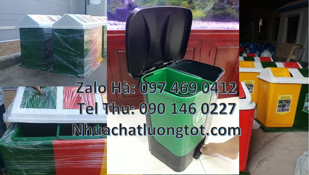 Bán thùng phân loại rác 3 ngăn 3 màu,thùng phân loại rác 2 ngăn y tế