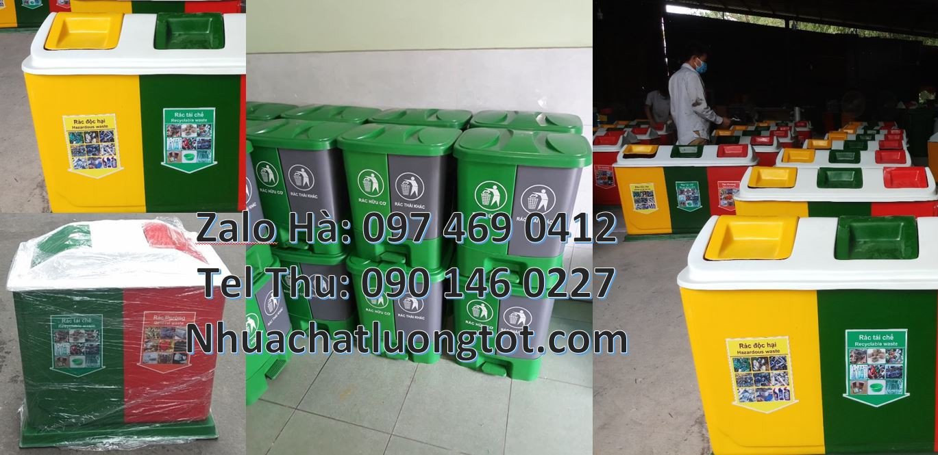 Bán thùng phân loại rác 3 ngăn 3 màu,thùng phân loại rác 2 ngăn y tế