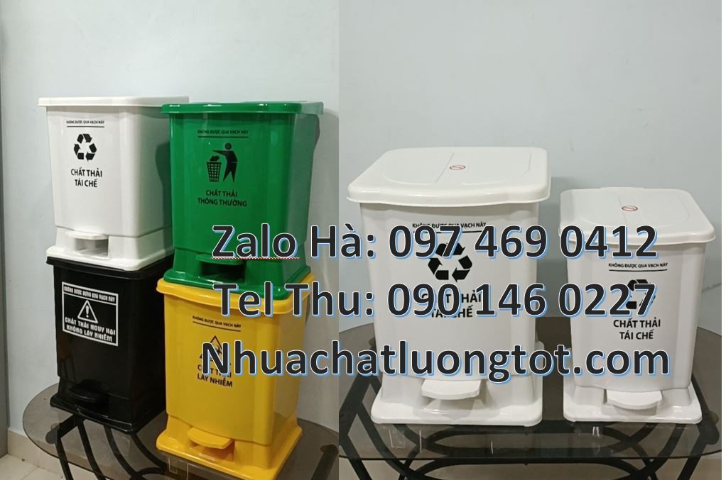 Bán thùng rác y tế cỡ nhỏ 15l,thùng rác y tế có nắp đậy kín đạp chân