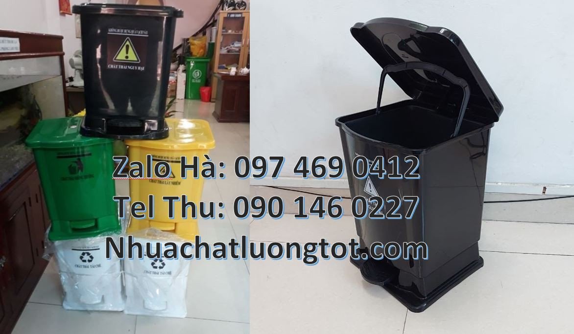 Bán thùng rác y tế cỡ nhỏ 15l,thùng rác y tế có nắp đậy kín đạp chân