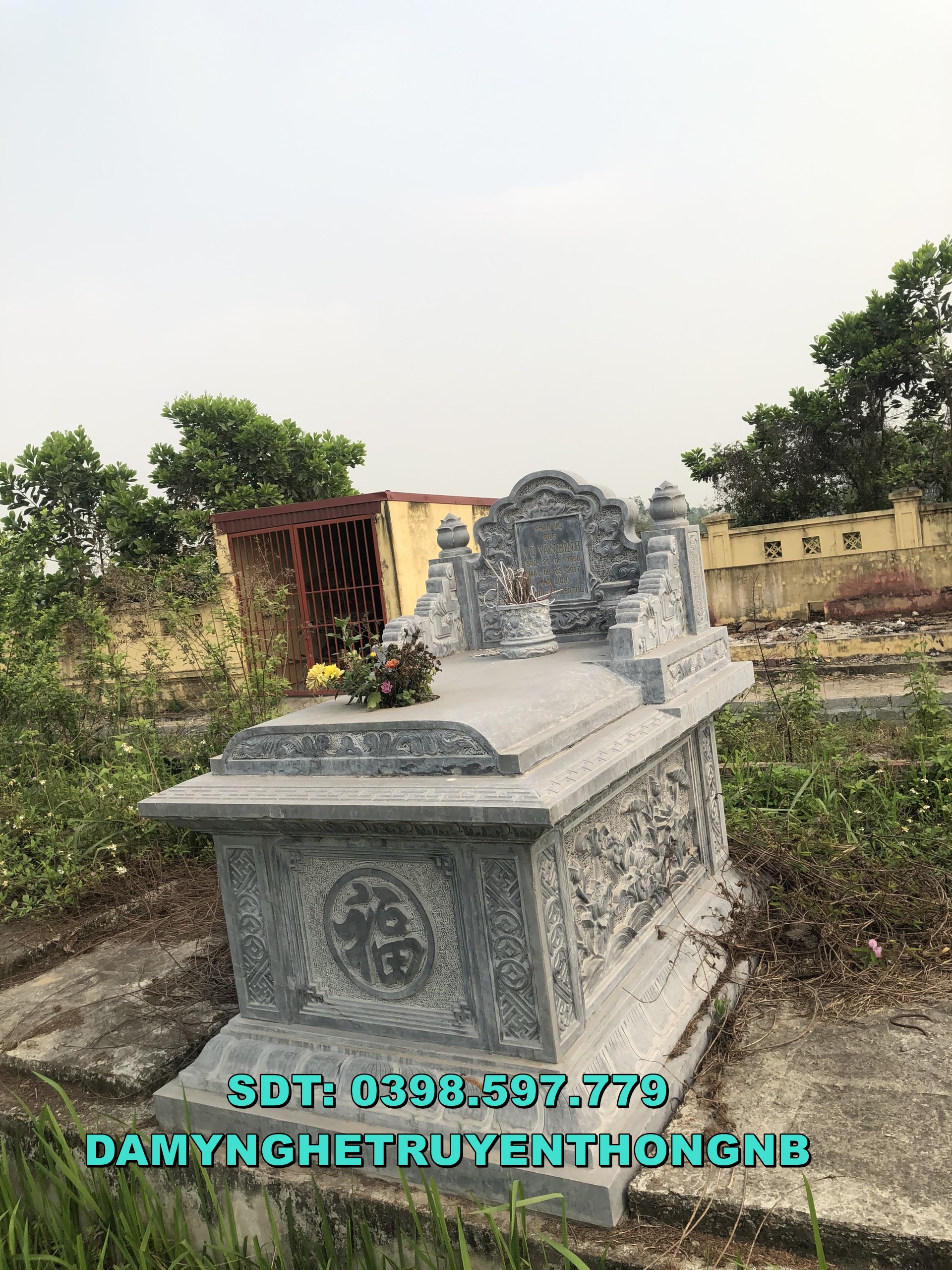 tốp mộ đá tam sơn đá xanh đen đẹp nguyên khối trên toan quốc