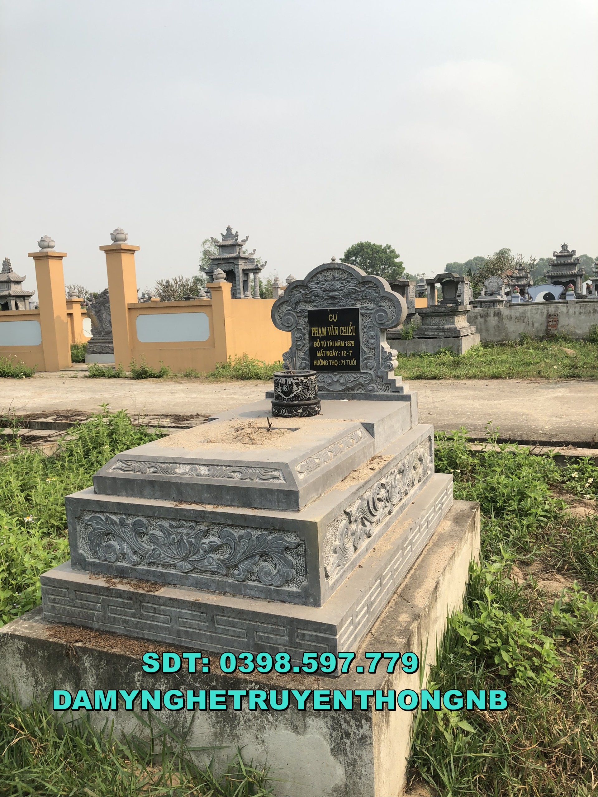 tốp mộ đá tam sơn đá xanh đen đẹp nguyên khối trên toan quốc