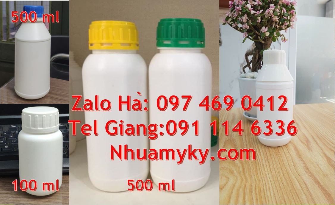 Bán chai nhựa nhỏ 500ml đựng hóa chất,chai nhựa nhỏ đựng thuốc nông ng