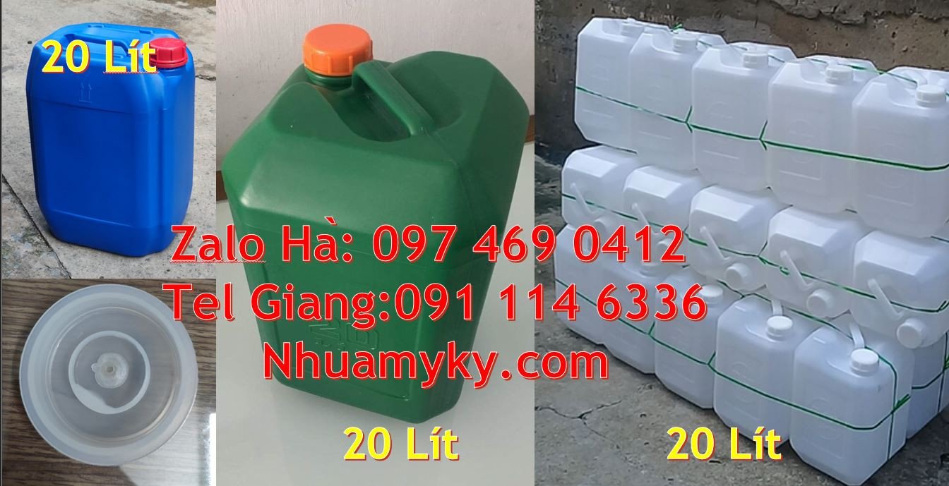 Bán can nhựa lớn 20l màu xanh, can nhựa hdpe đựng hóa chất giá rẻ hcm