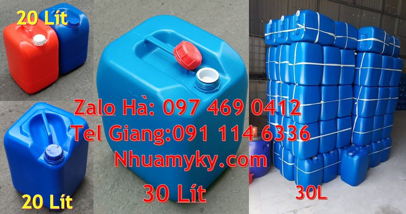 Bán can nhựa lớn 20l màu xanh, can nhựa hdpe đựng hóa chất giá rẻ hcm