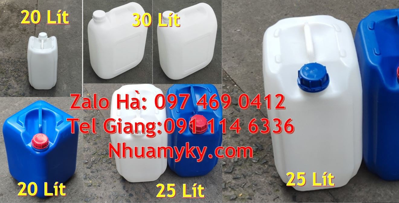 Bán can nhựa lớn 20l màu xanh, can nhựa hdpe đựng hóa chất giá rẻ hcm