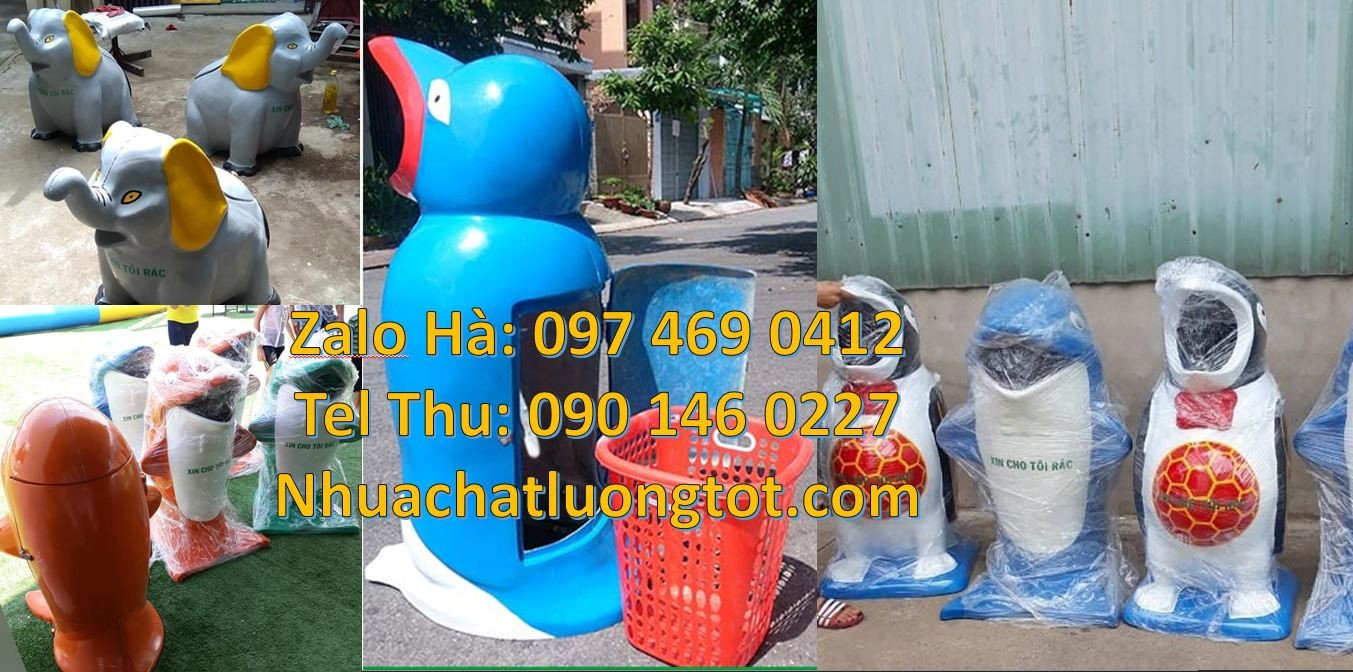 Bán thùng rác hình con vật giá rẻ,thùng rác hình con gấu trúc rẻ đẹp