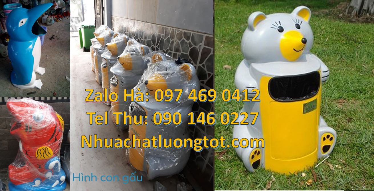 Bán thùng rác hình con vật giá rẻ,thùng rác hình con gấu trúc rẻ đẹp
