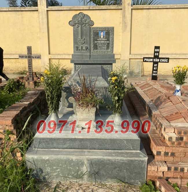 lăng mộ đạo - Mẫu mộ đạo công giáo bằng đá xanh đẹp bán Ninh Thuận