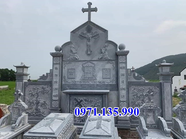 lăng mộ đạo - Mẫu mộ đạo công giáo bằng đá xanh đẹp bán Ninh Thuận