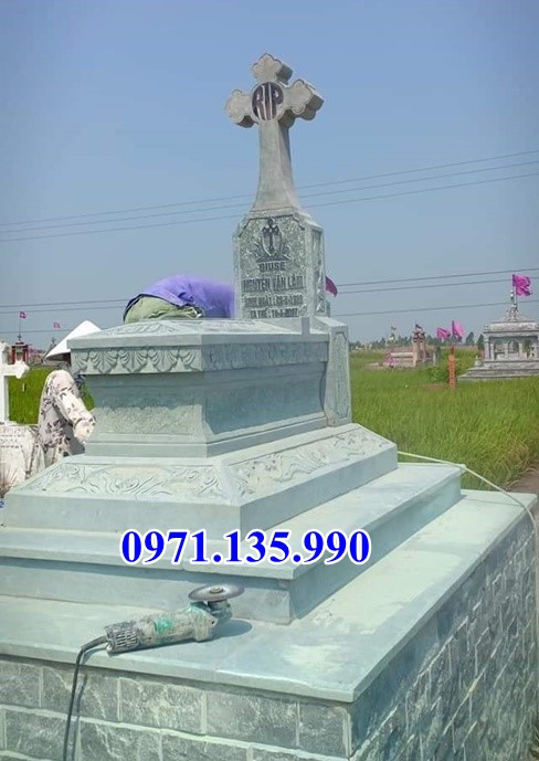 lăng mộ đạo - Mẫu mộ đạo công giáo bằng đá xanh đẹp bán Ninh Thuận