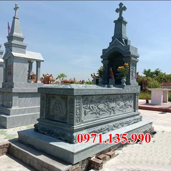 lăng mộ đạo - Mẫu mộ đạo công giáo bằng đá xanh đẹp bán Ninh Thuận