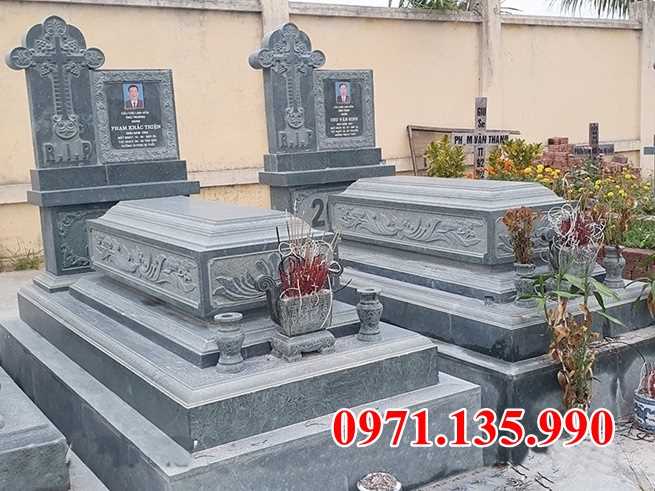 Mộ đá song thân - Mẫu mộ phu thê bằng đá để hài cốt bán Ninh Thuận