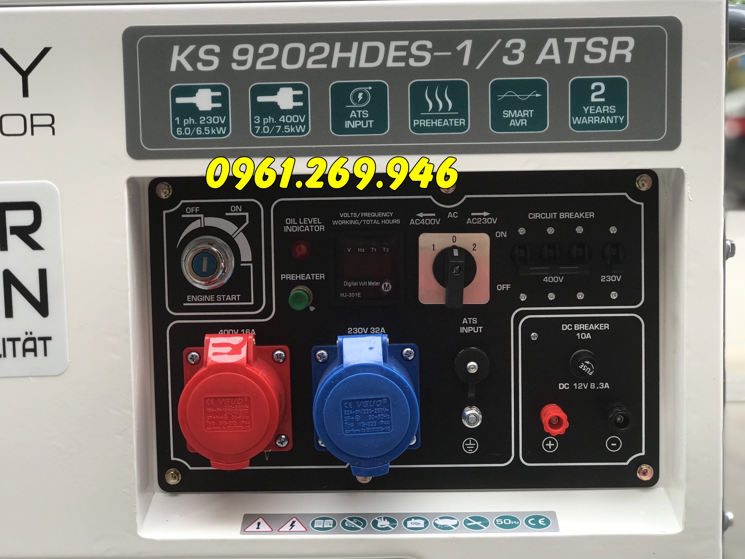 Máy phát điện 8kw chạy dầu Kohner & Sohnen KS 9202HDES-1/3 ATSR
