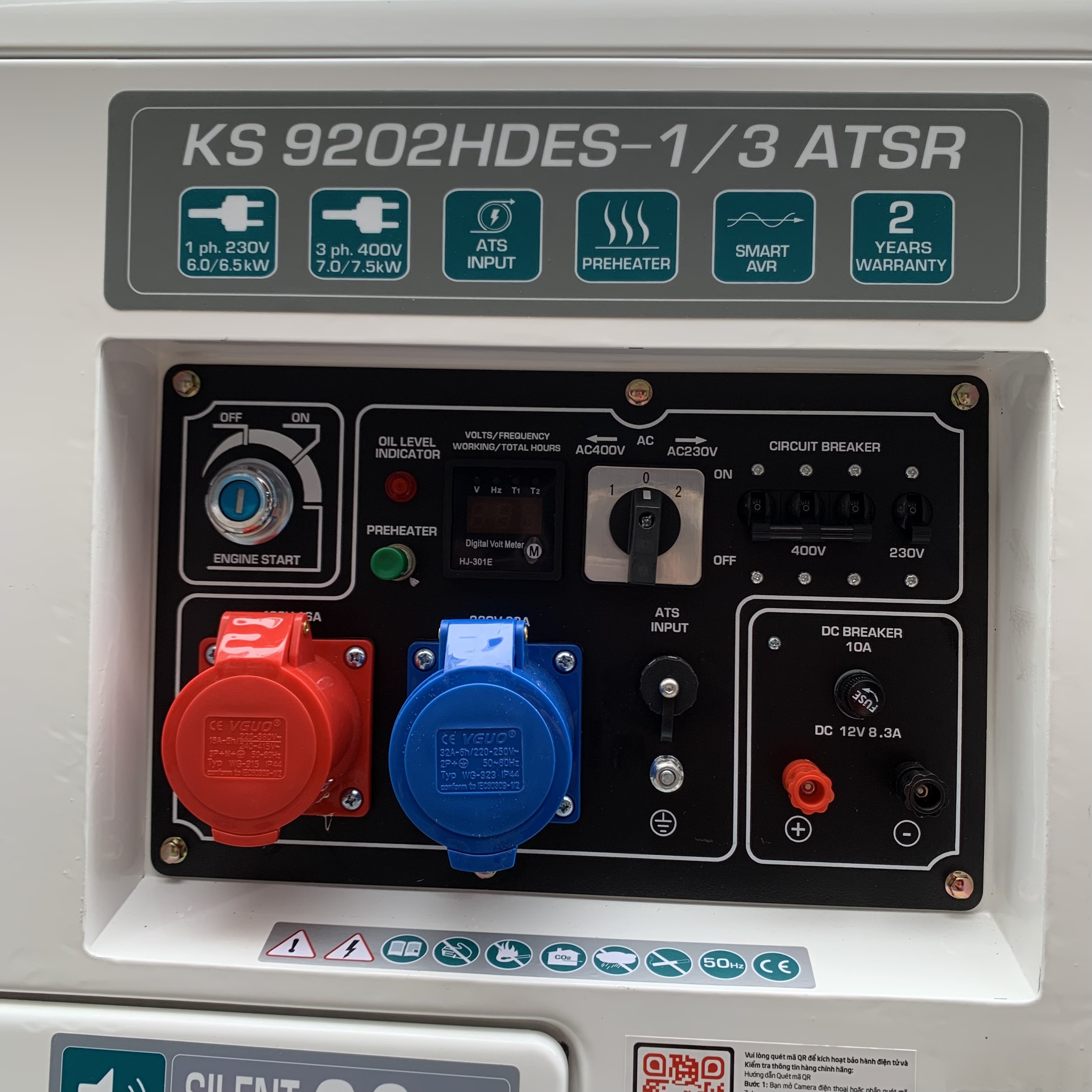 Máy phát điện 8kw chạy dầu Kohner & Sohnen KS 9202HDES-1/3 ATSR