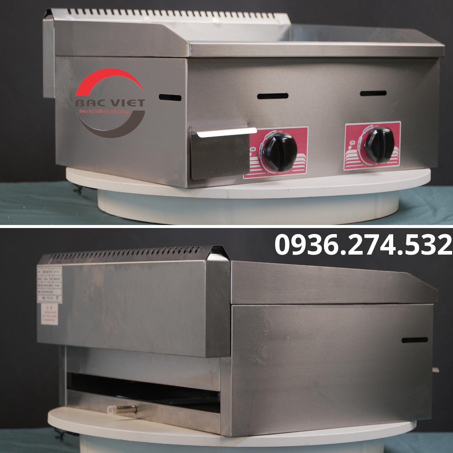 Bếp chiên rán mặt phẳng dùng ga loại nhỏ