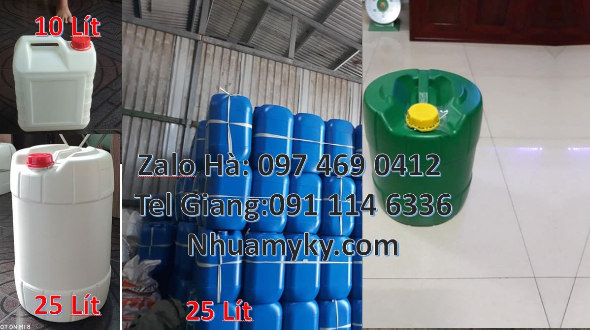 Bán can nhựa lớn đựng hóa chất,can nhựa xanh trắng 25l chất lượng cao