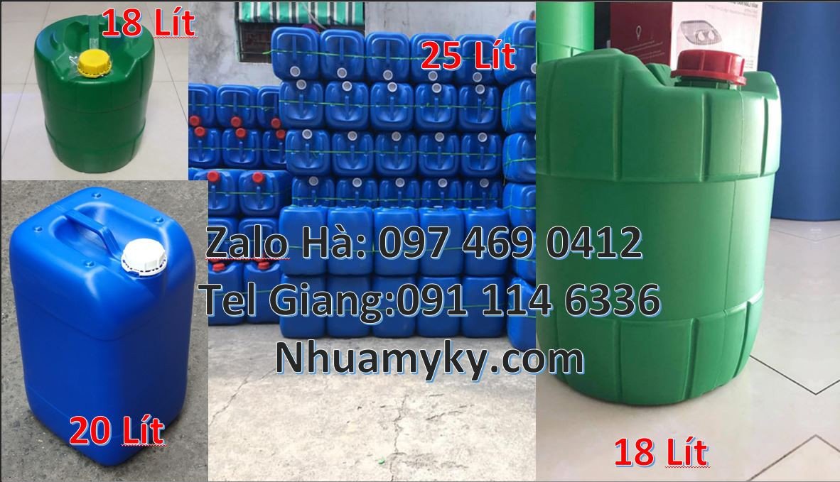 Bán can nhựa lớn đựng hóa chất,can nhựa xanh trắng 25l chất lượng cao