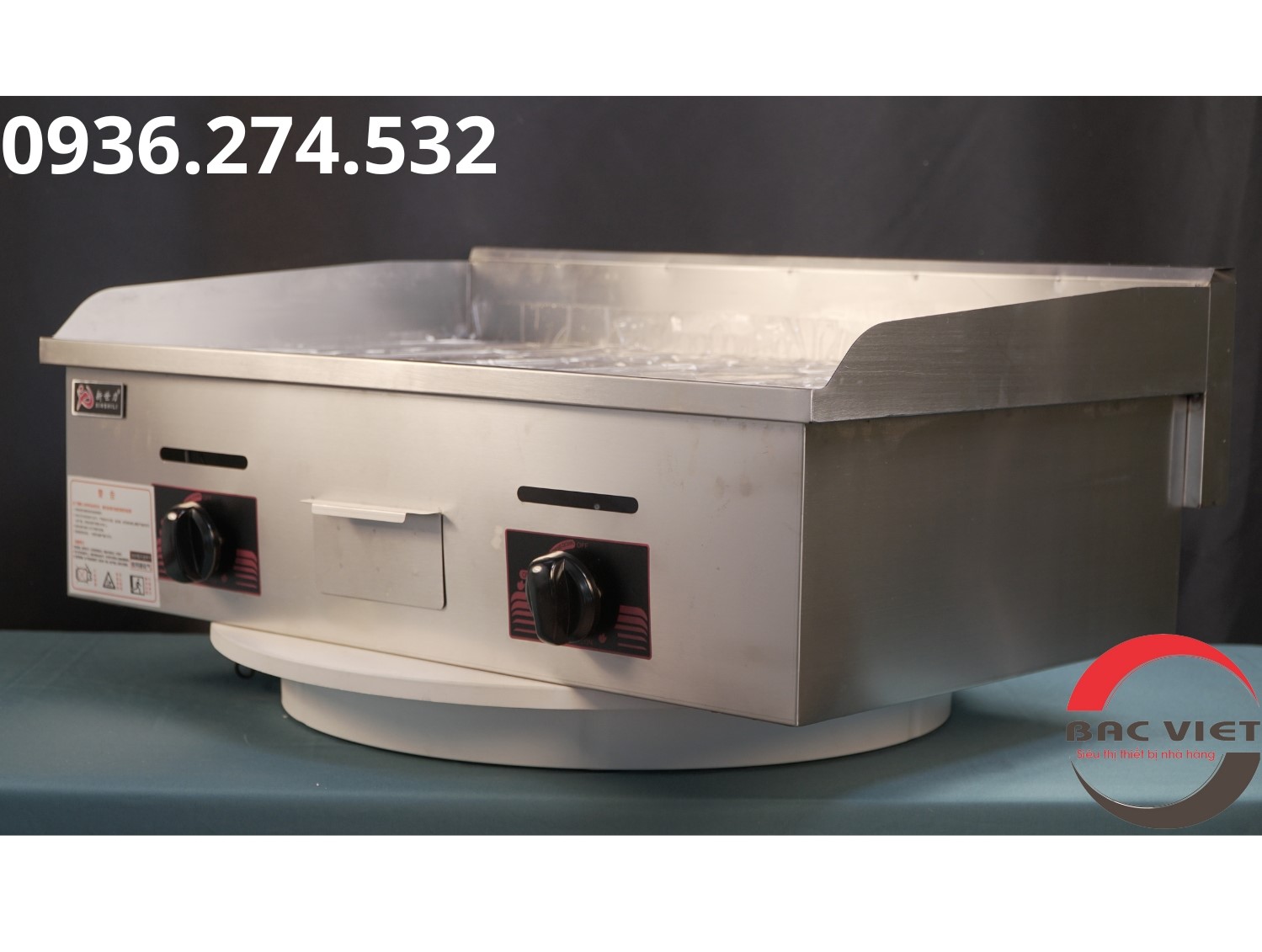 Bếp chiên rán mặt phẳng dùng ga loại to