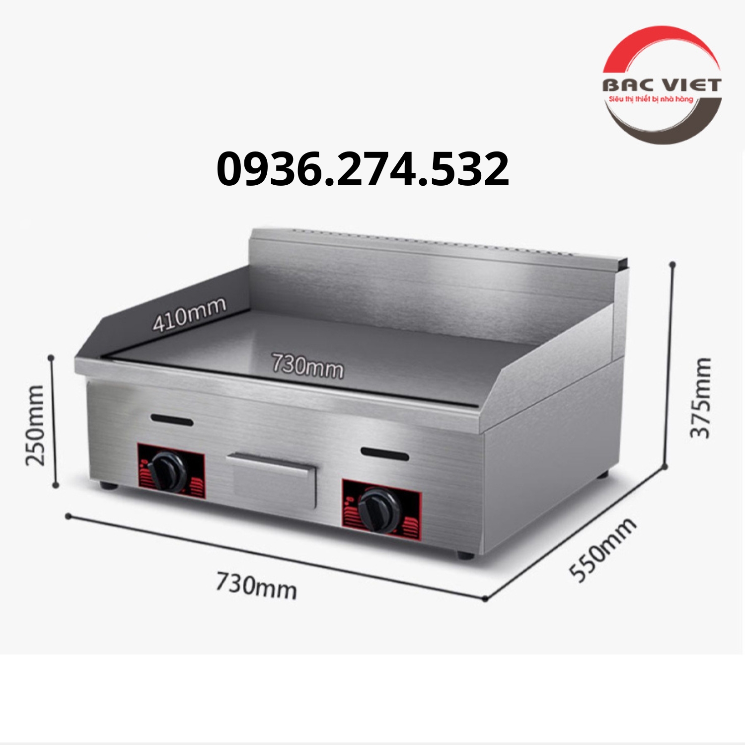 Bếp chiên rán mặt phẳng dùng ga loại to