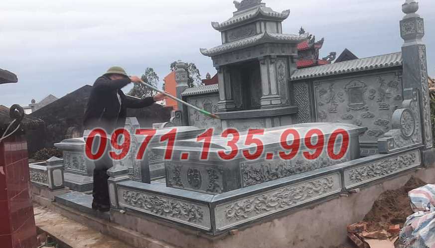 Mộ đá song thân - Mẫu mộ phu thê bằng đá đơn giản đẹp bán Bình Thuận
