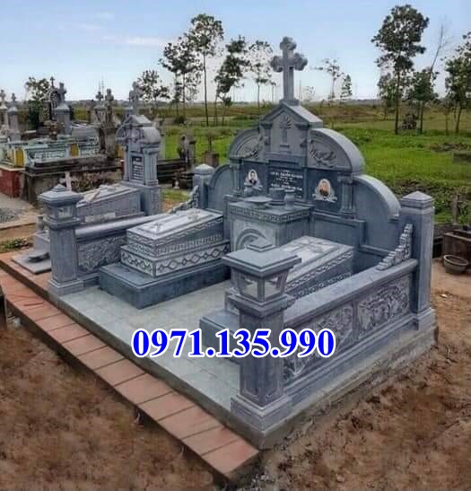 Mộ đá tam sơn - Mẫu mộ hậu bành bằng đá đơn giản đẹp bán Khánh Hoà