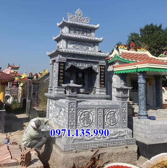 Mộ đá tam sơn - Mẫu mộ hậu bành bằng đá đơn giản đẹp bán Khánh Hoà