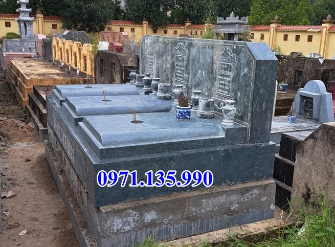 Mộ đá tam sơn - Mẫu mộ hậu bành bằng đá đơn giản đẹp bán Khánh Hoà