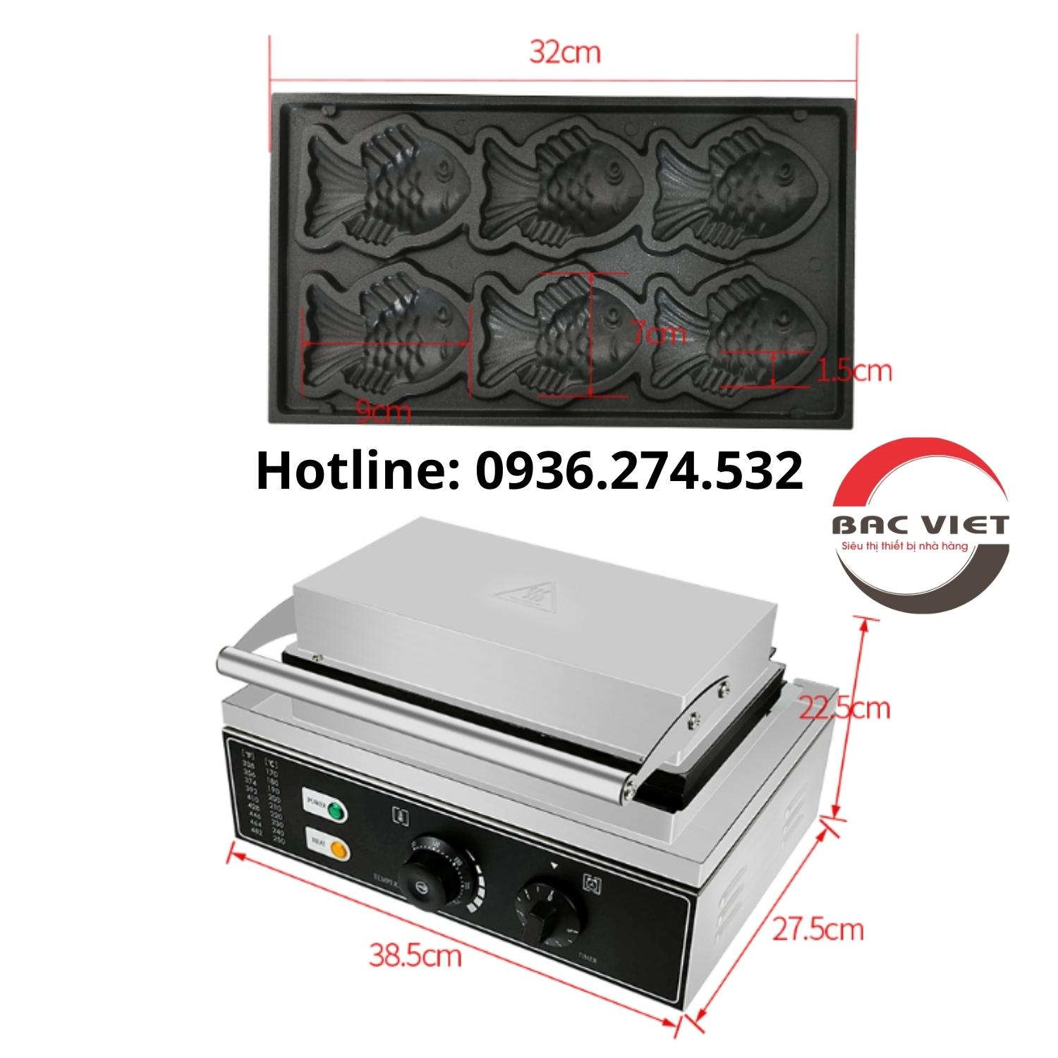 Máy làm bánh cá (TAIYAKI) 6 con nhỏ dùng điện