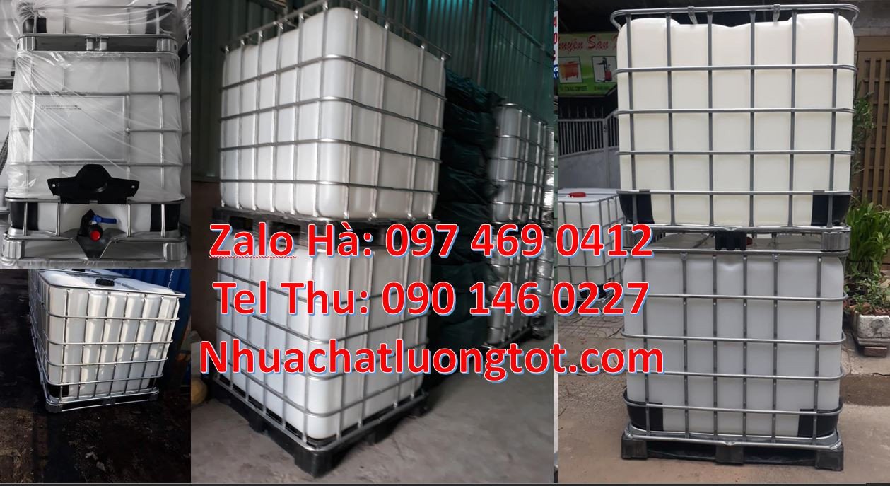 Bán thùng nhựa vuông 1000l màu trắng,thùng ibc 1000l khung thép giá rẻ