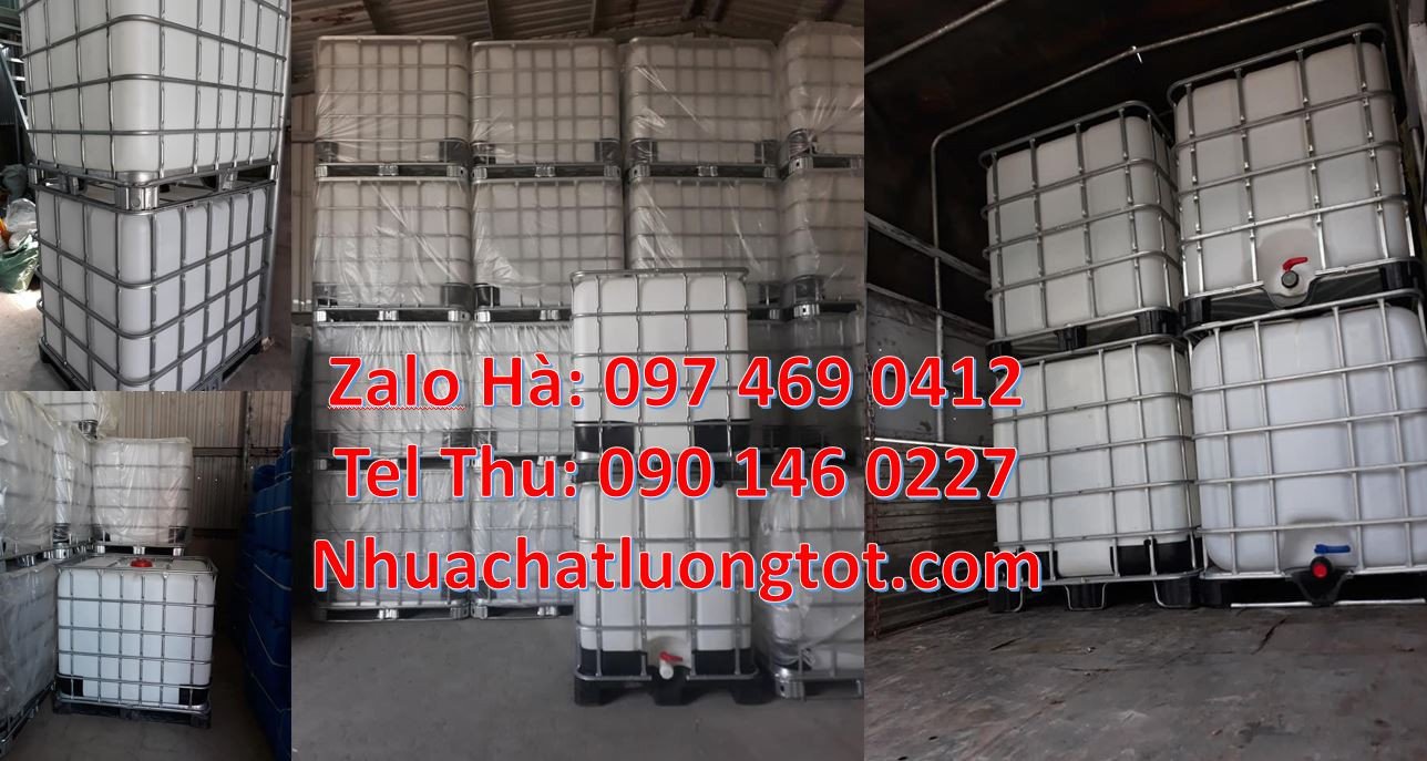 Bán thùng nhựa vuông 1000l màu trắng,thùng ibc 1000l khung thép giá rẻ