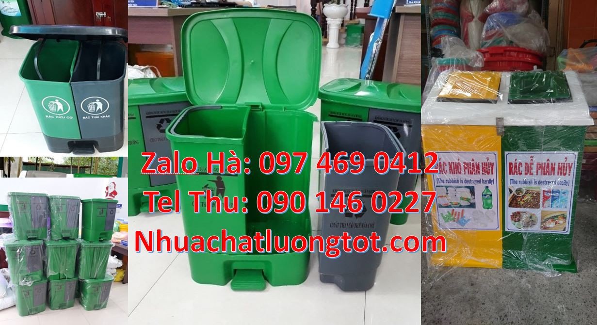 Bán thùng rác 3 ngăn 3 màu,thùng phân loại rác 2 ngăn 2 màu có nắp đậy