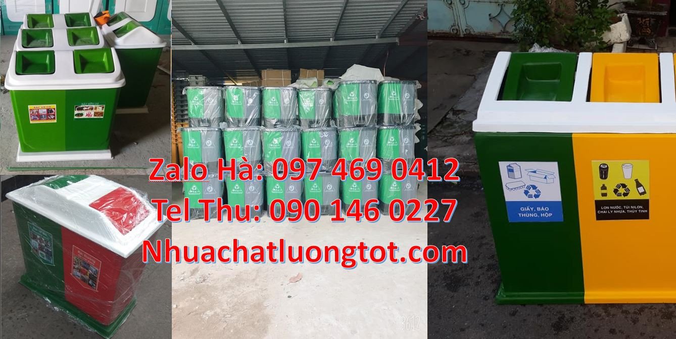 Bán thùng rác 3 ngăn 3 màu,thùng phân loại rác 2 ngăn 2 màu có nắp đậy