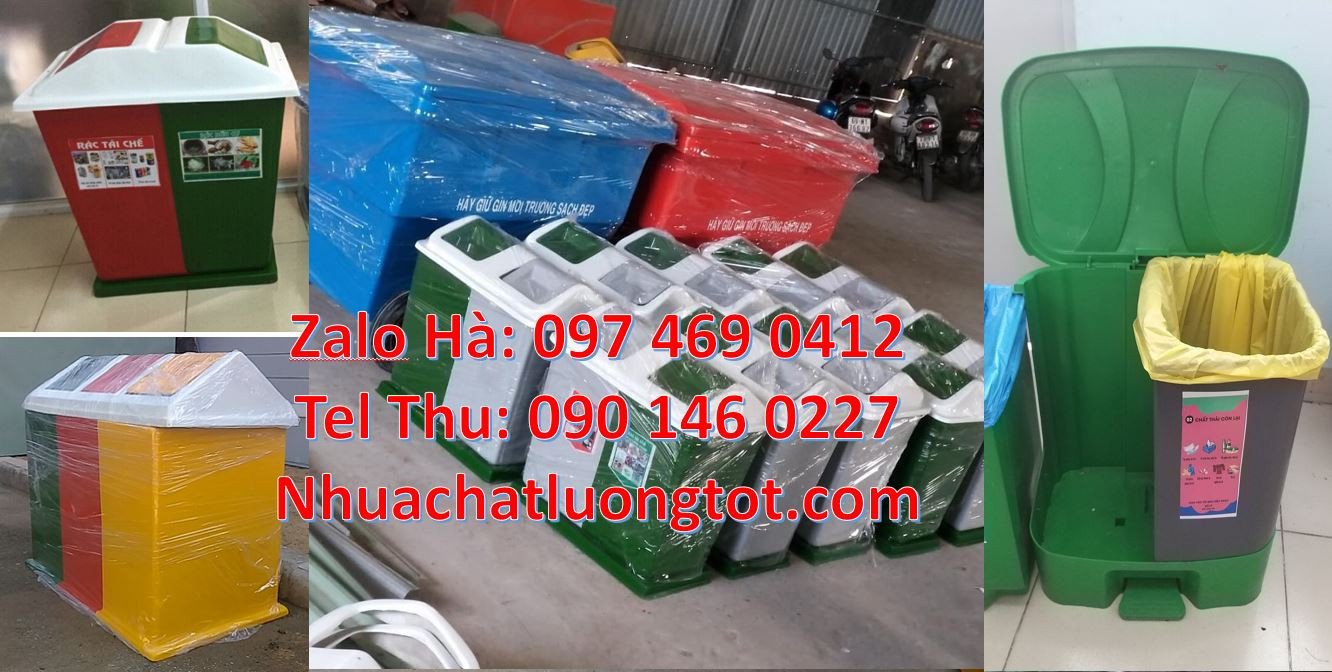 Bán thùng rác 3 ngăn 3 màu,thùng phân loại rác 2 ngăn 2 màu có nắp đậy