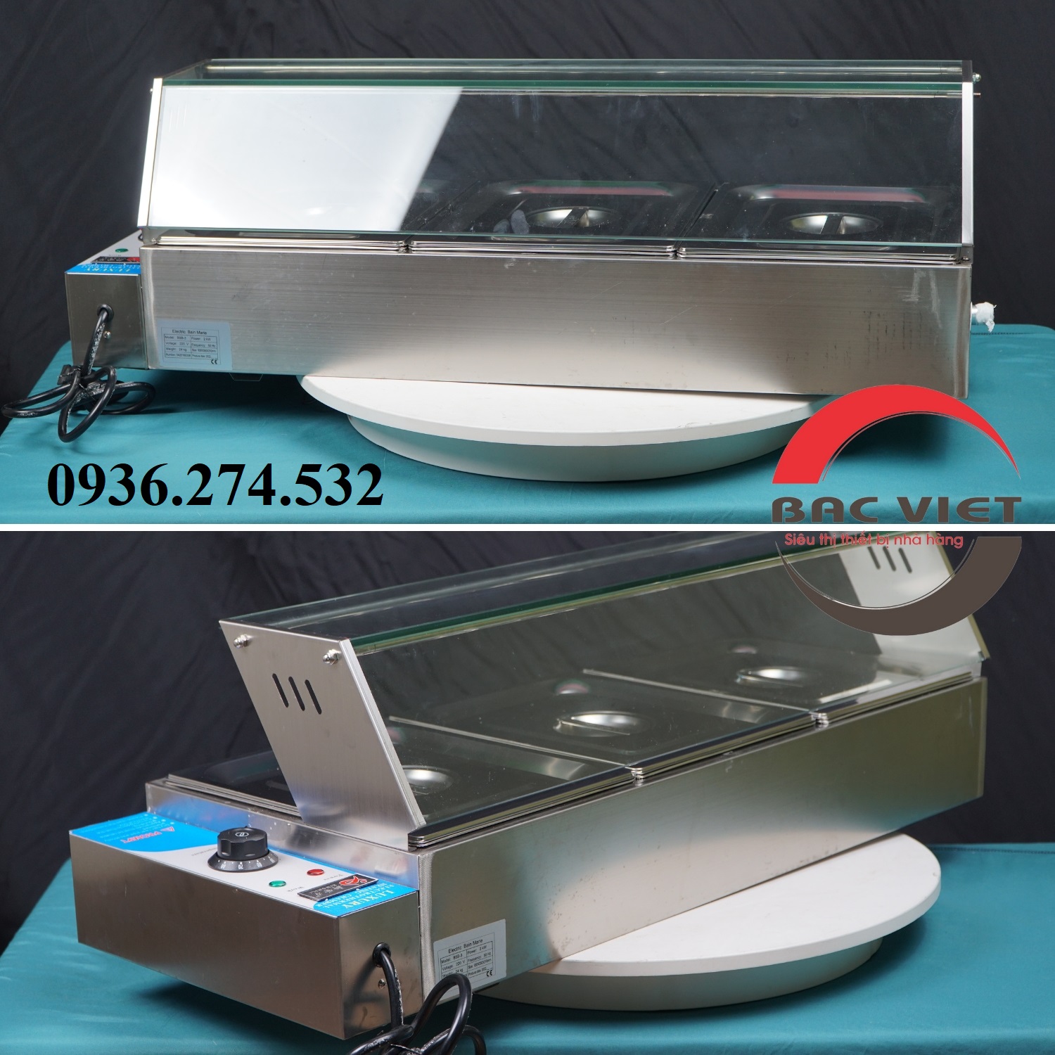 Bếp hâm cách thủy thức ăn công nghiệp 3 khay