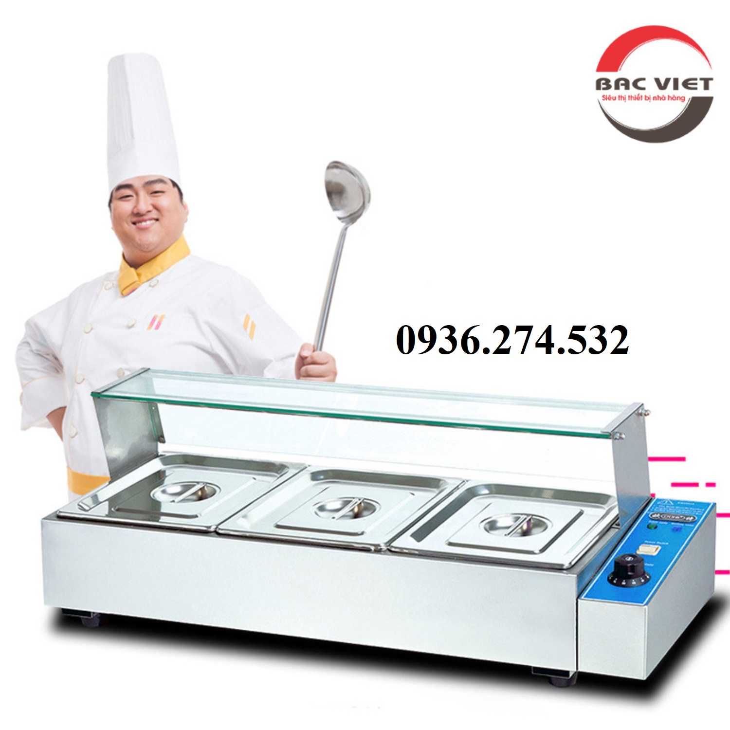 Bếp hâm cách thủy thức ăn công nghiệp 3 khay