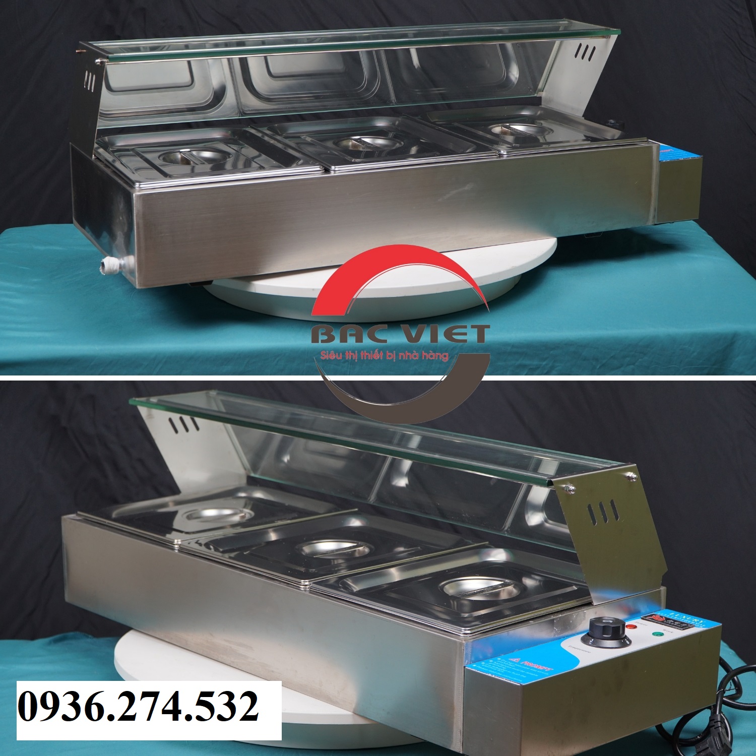 Bếp hâm cách thủy thức ăn công nghiệp 3 khay