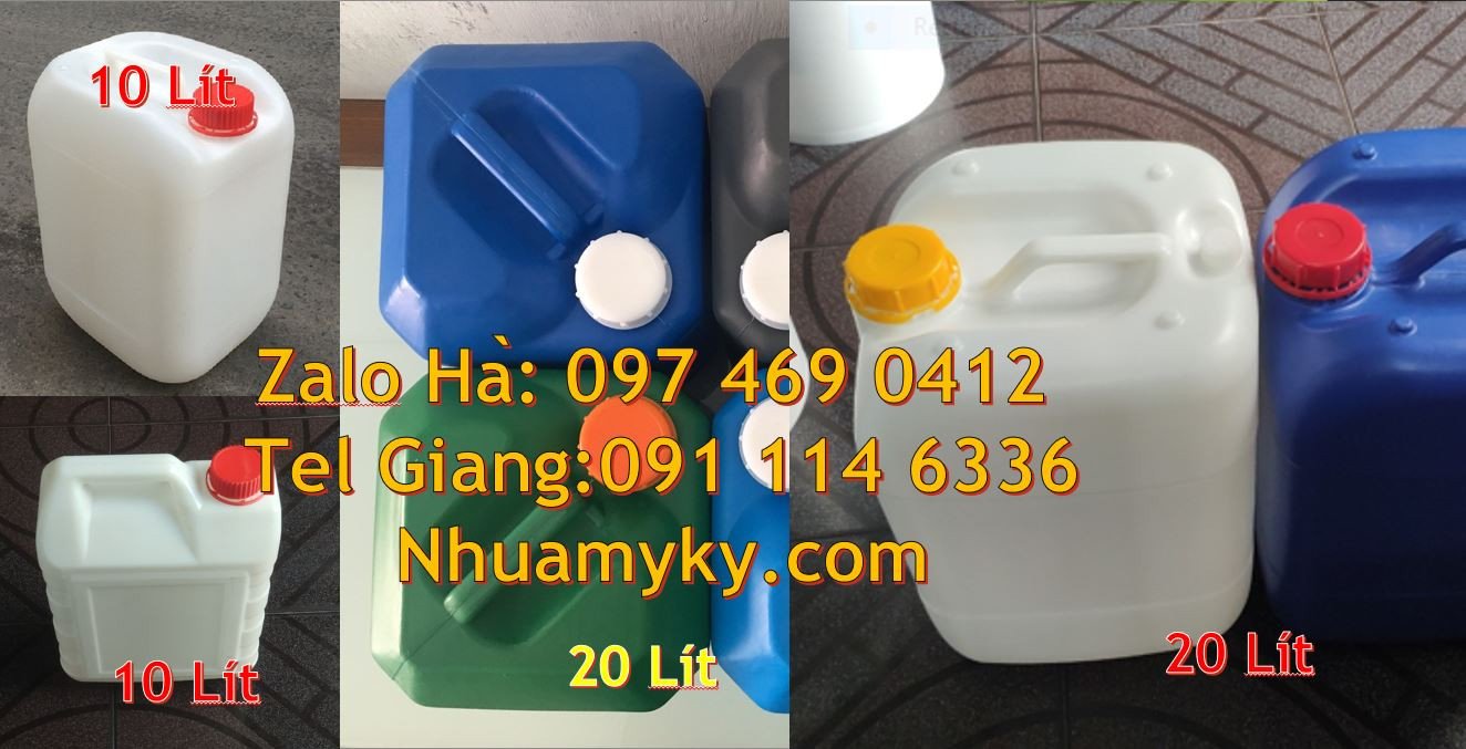 Bán can nhựa lớn 20l đựng hóa chất,can nhựa hdpe 30l màu xanh trắng va