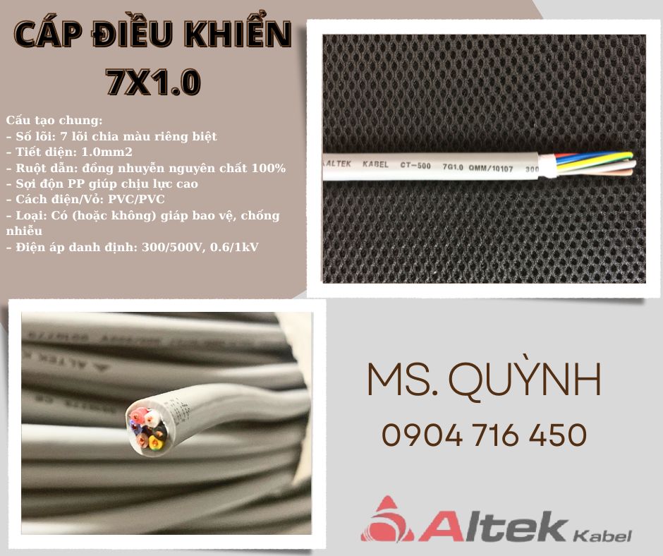 Cáp điều khiển 7x1.0 lõi đồng Altek Kabel