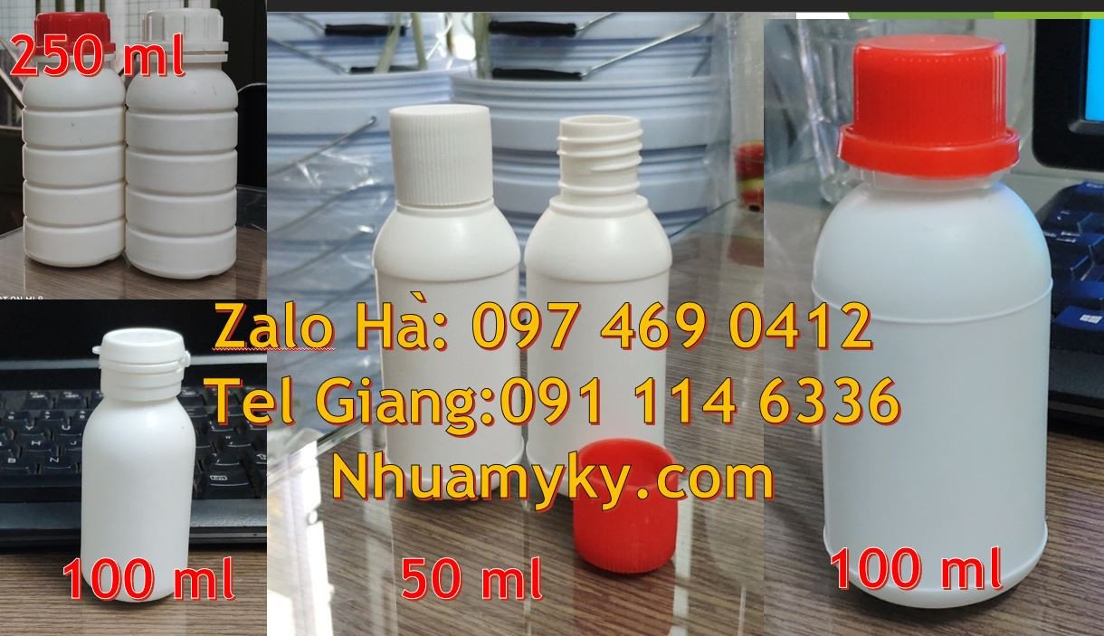Bán chai nhựa nhỏ 100ml,chai nhựa 50ml đựng thuốc,chai nhựa hdpe màu