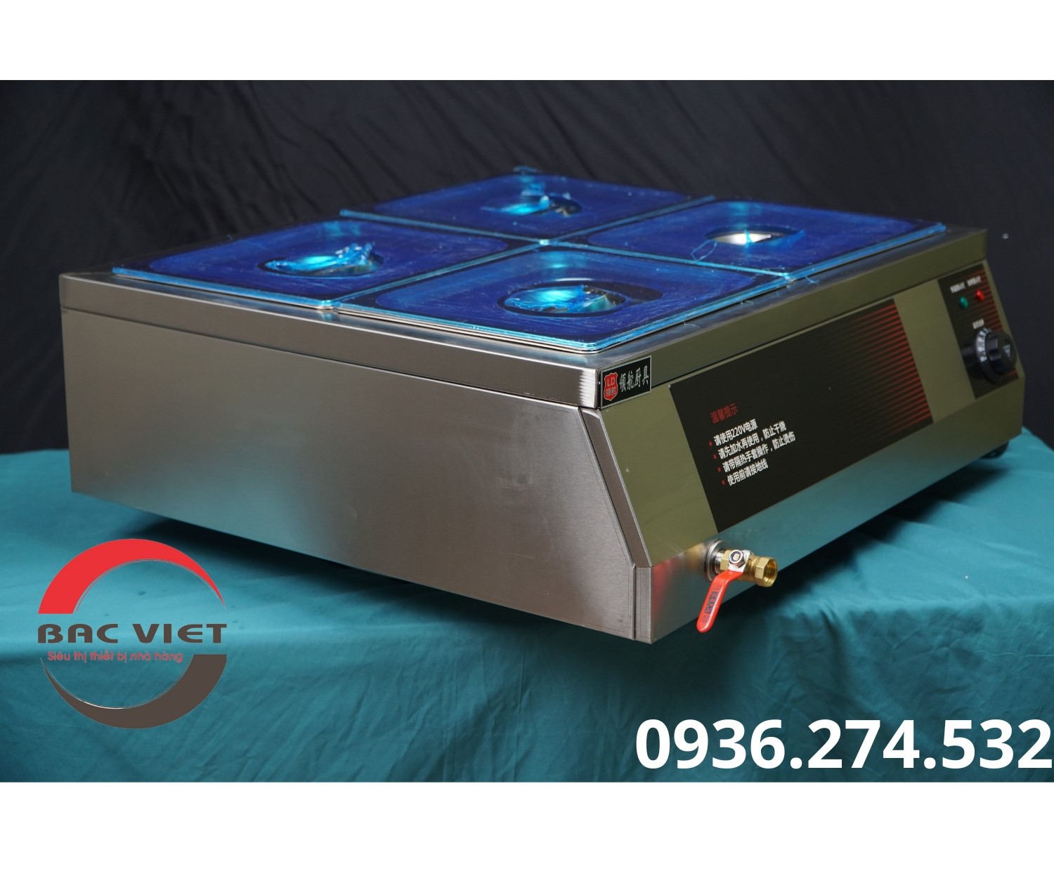 Bếp hâm cách thủy thức ăn công nghiệp 4 khay 2 hàng