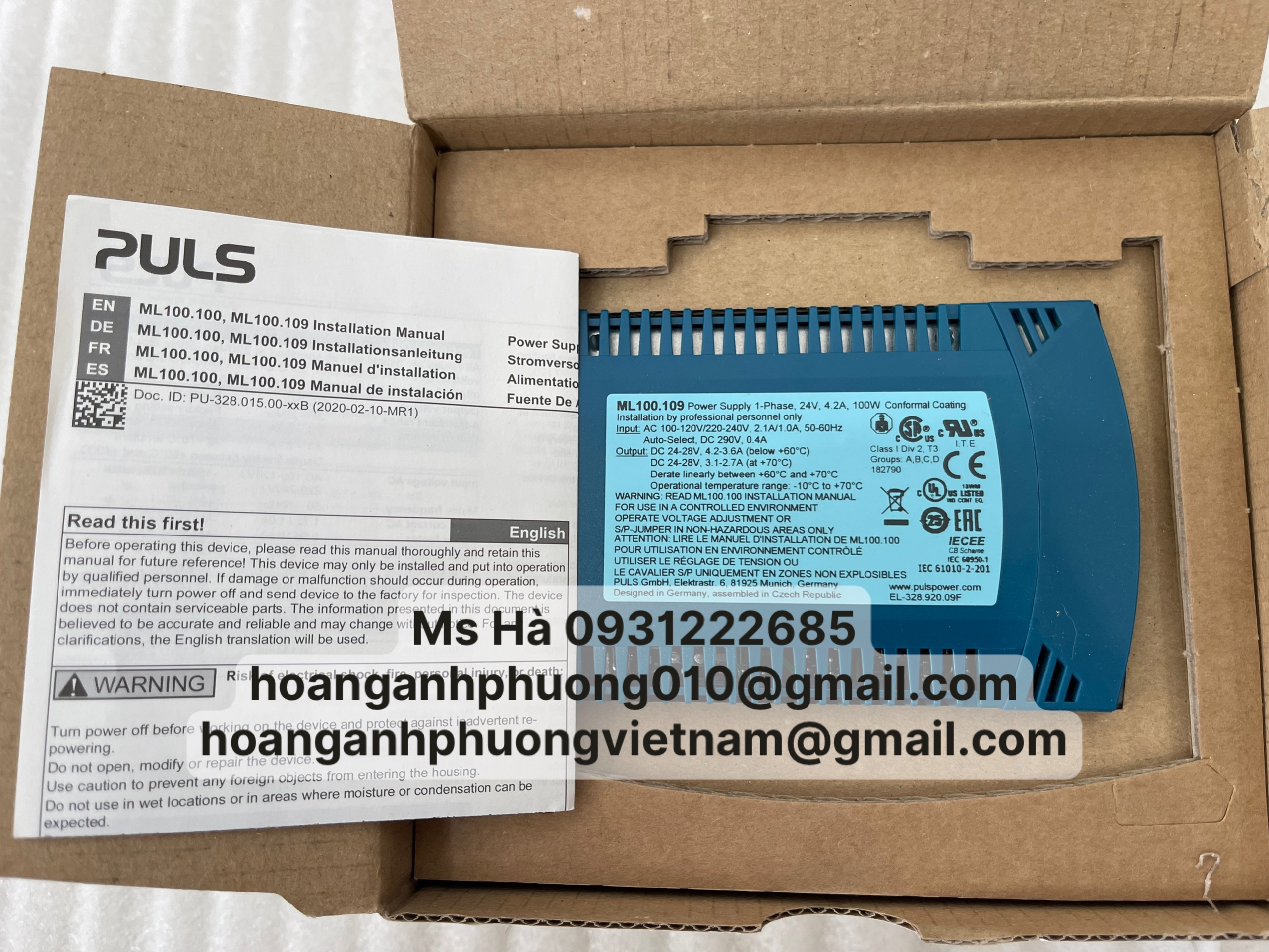 PULS bộ nguồn hàng nhập khẩu chính hãng ML100.109